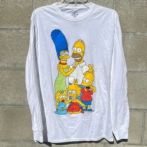 The Simpsons Family Portrait Graphic Long Sleeve Tee White Shirt Men’s Medium